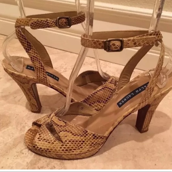 RALPH LAUREN Python Snake Ankle Strap Heels Italy - Picture 7 of 12